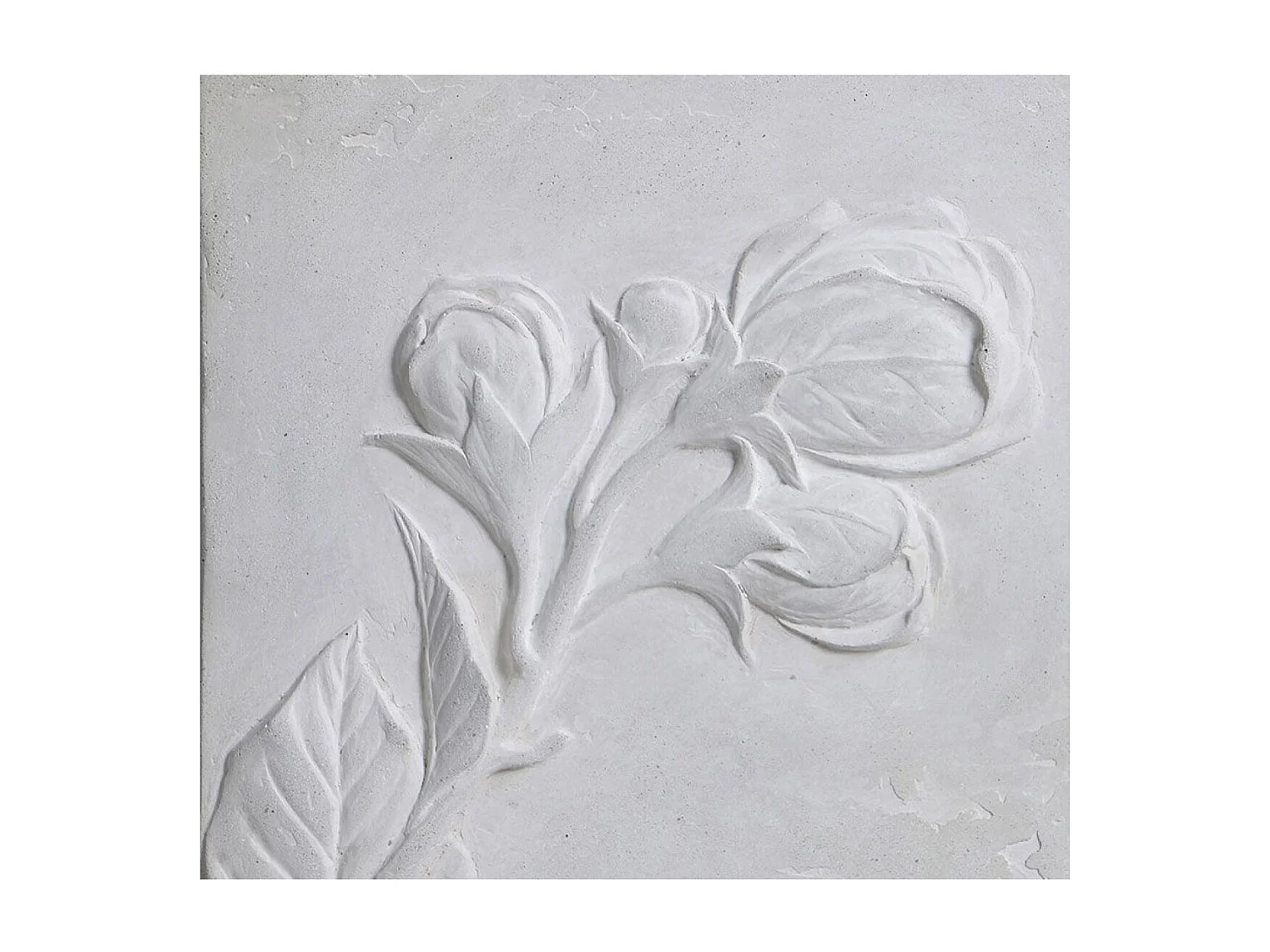 Triptyque en béton motif floral en relief Pierre Gris - Charme Interior's