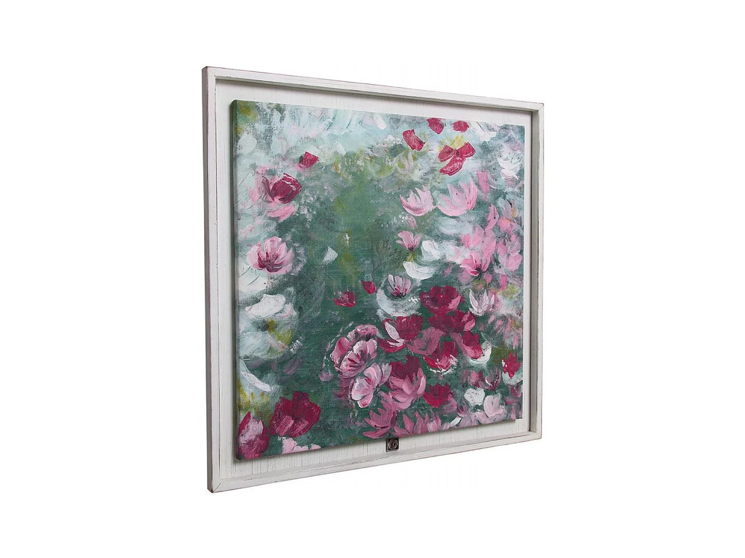 Tableau peinture à l'huile motif fleurs Bois Blanc - Charme Interior's