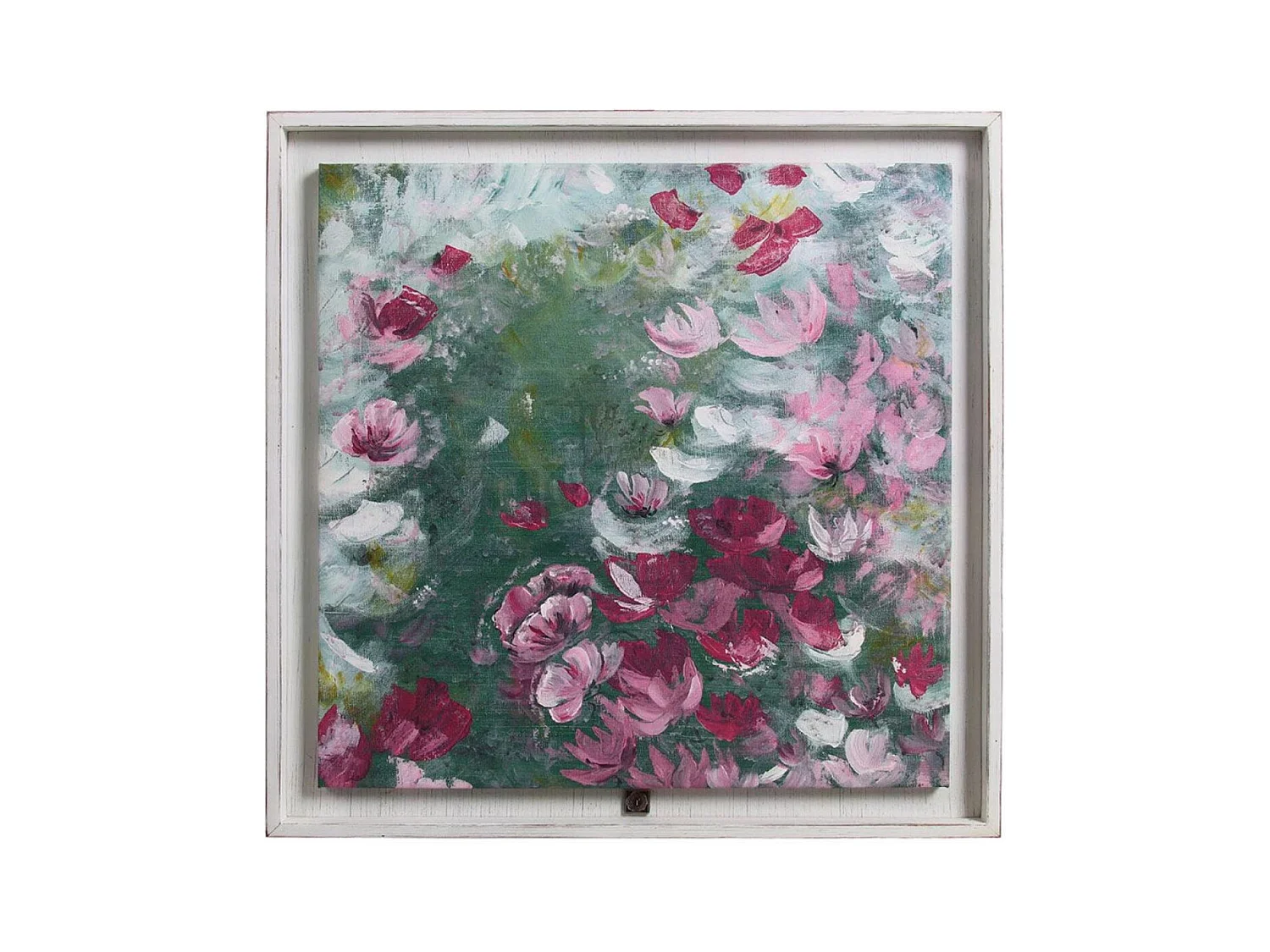 Tableau peinture à l'huile motif fleurs Bois Blanc - Charme Interior's