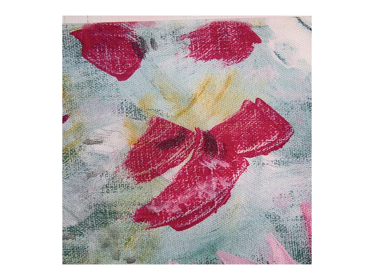 Tableau peinture à l'huile motif fleurs Bois Blanc - Charme Interior's