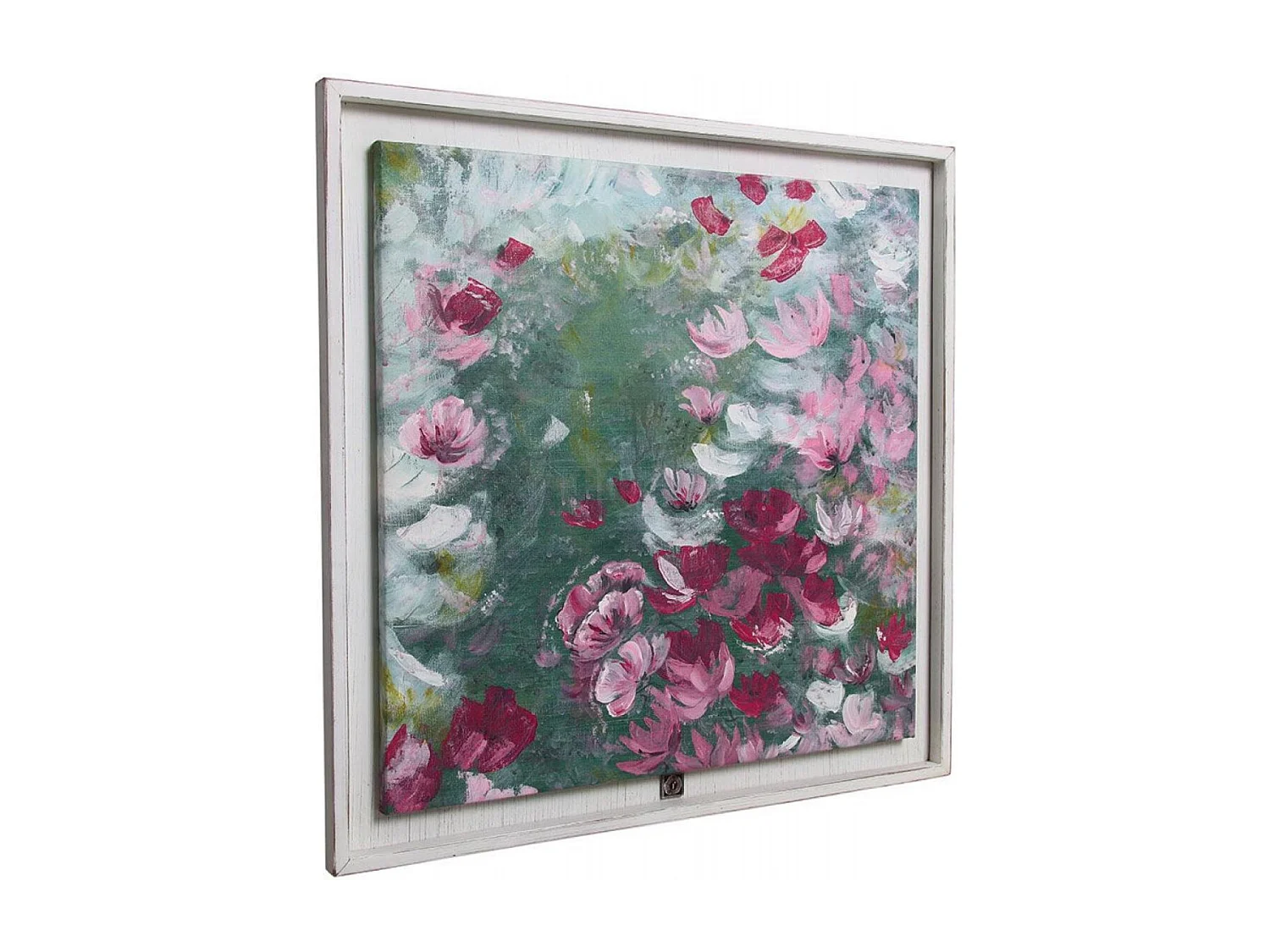Tableau peinture à l'huile motif fleurs Bois Blanc - Charme Interior's