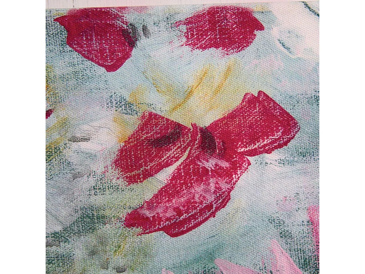 Tableau peinture à l'huile motif fleurs Bois Blanc - Charme Interior's