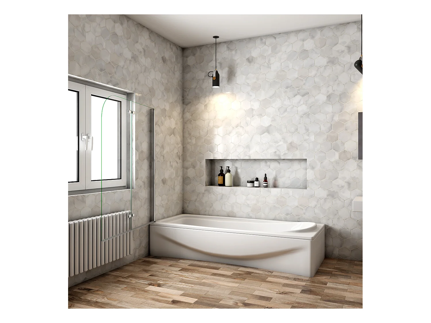 6mm 3-teilig chrom  Duschwand Trennwand Faltwand