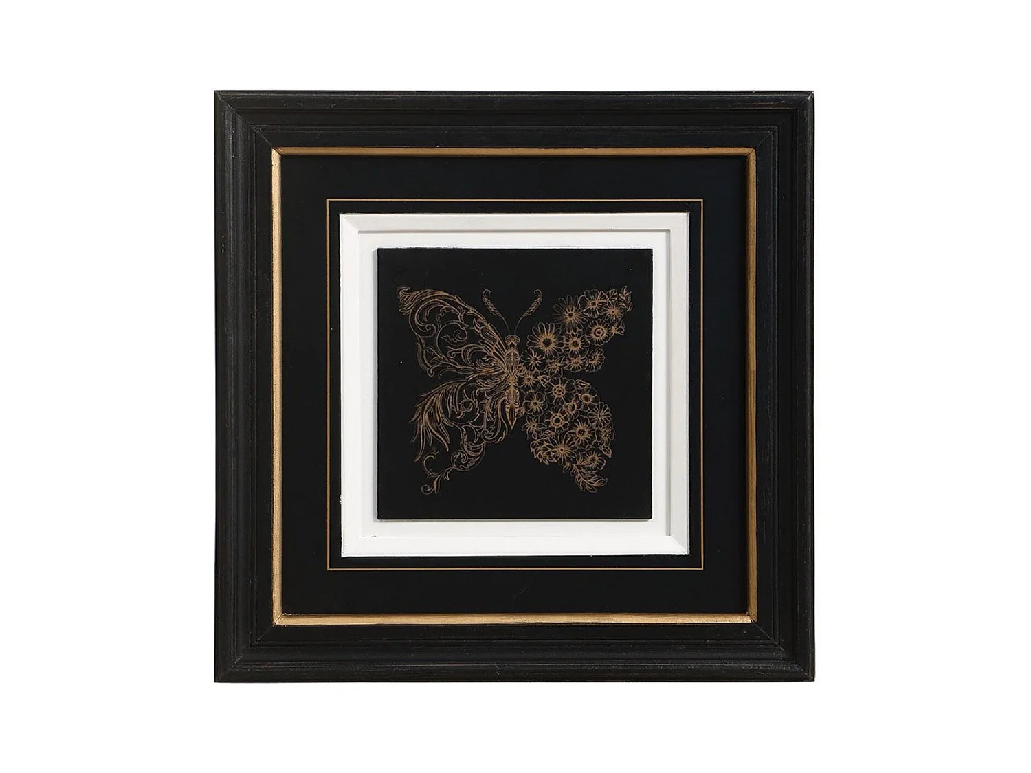 Gravure insecte (set de 4) Bois Noir - Chic Interior's