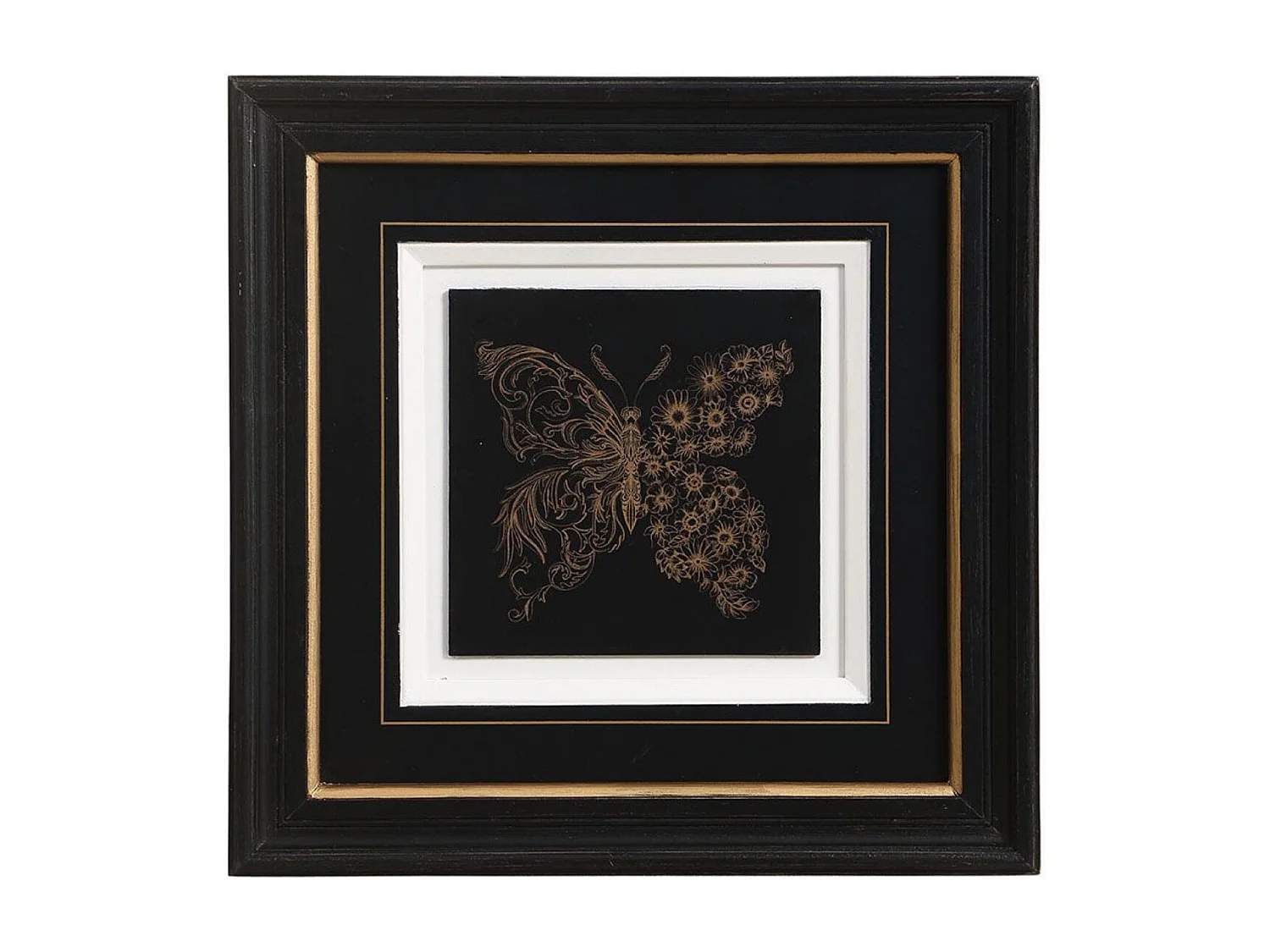 Gravure insecte (set de 4) Bois Noir - Chic Interior's