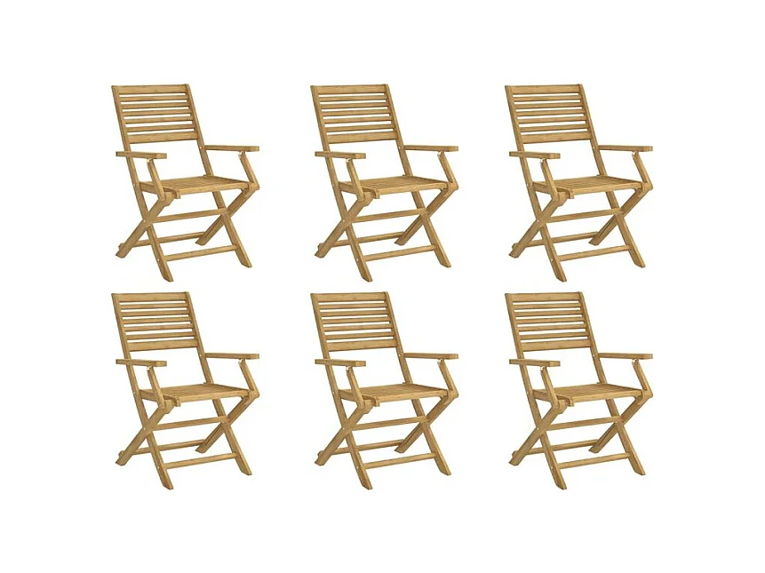 Chaises pliables de jardin lot de 6 bois massif d'acacia