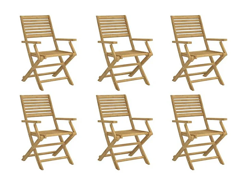 Chaises pliables de jardin lot de 6 bois massif d'acacia