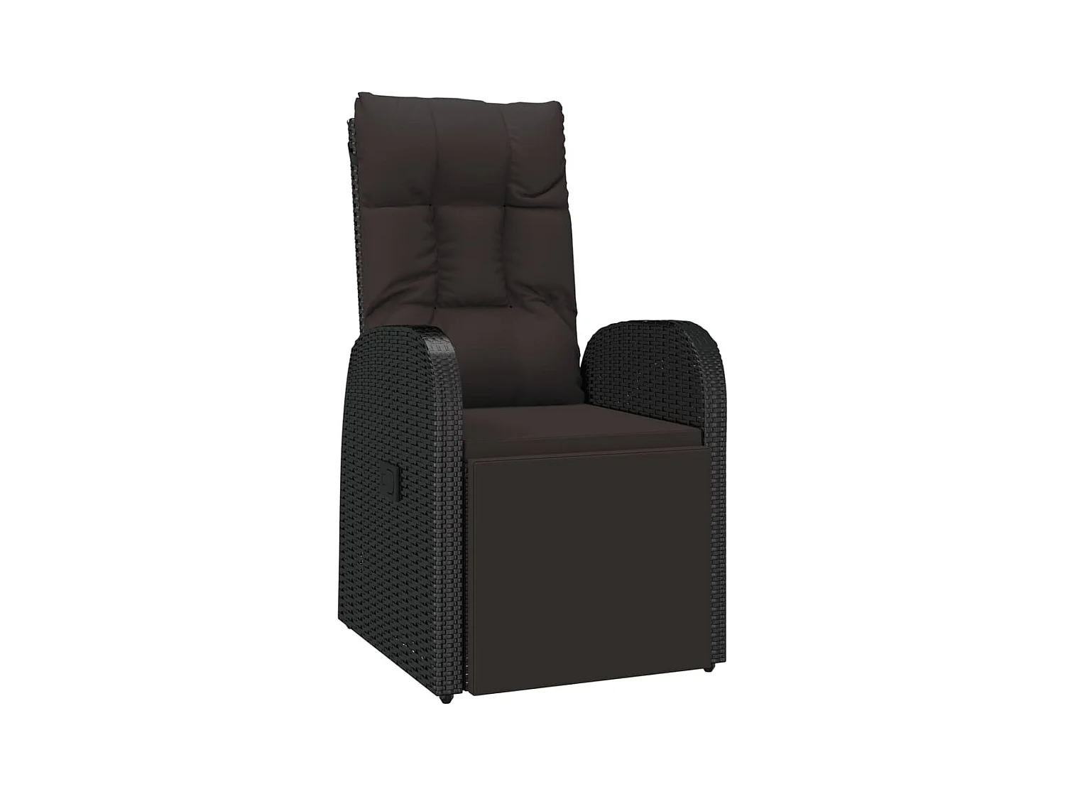 Chaise inclinable de jardin avec coussins noir résine tressée