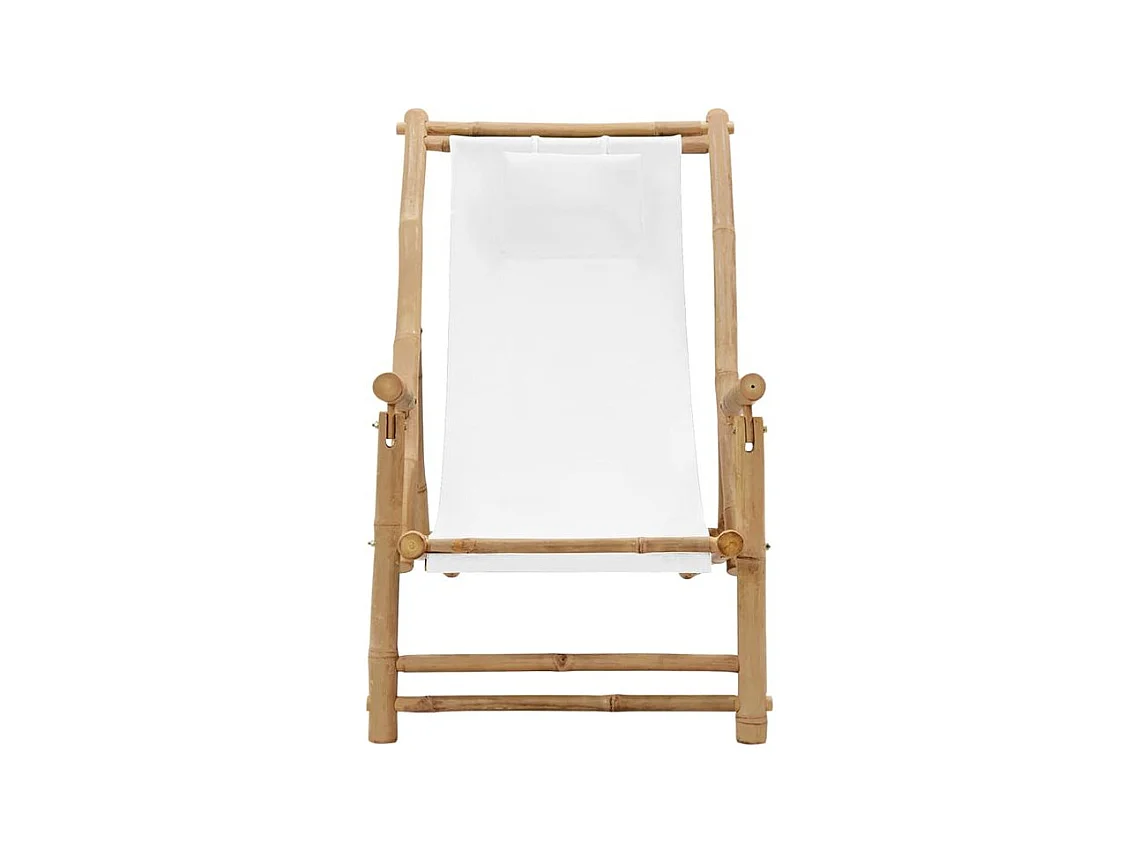 Chaise de terrasse Bambou et toile Blanc crème