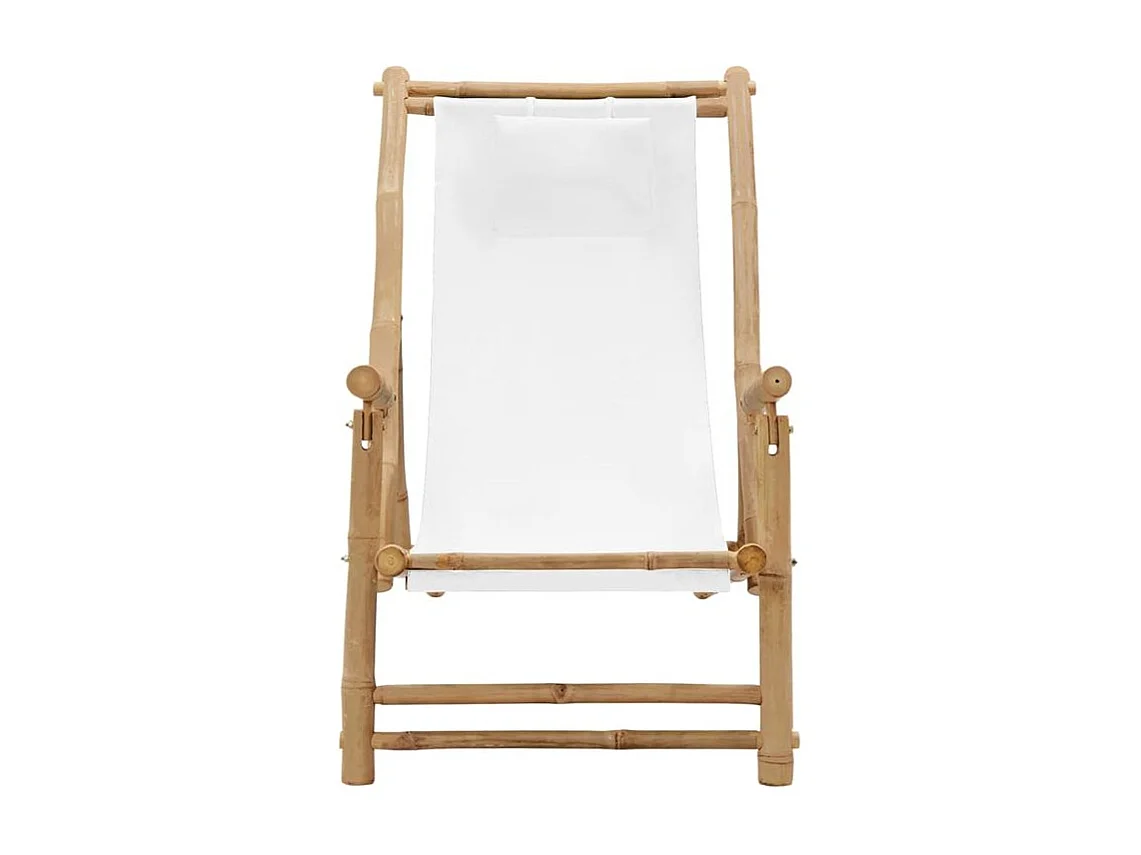 Chaise de terrasse Bambou et toile Blanc crème