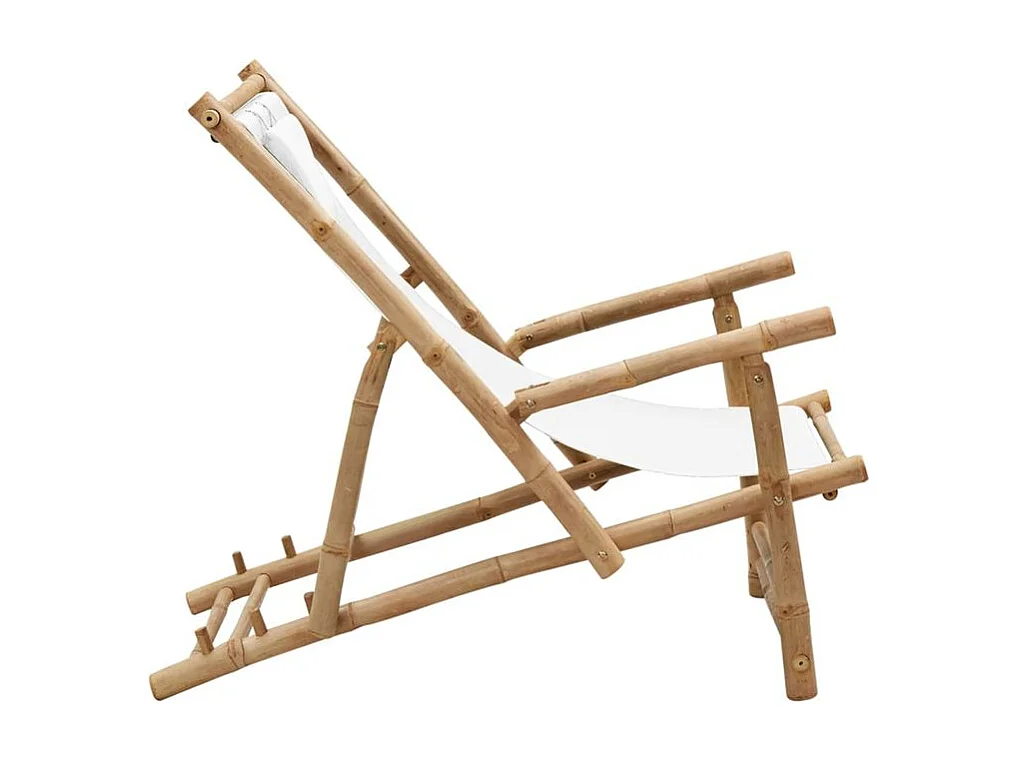 Chaise de terrasse Bambou et toile Blanc crème