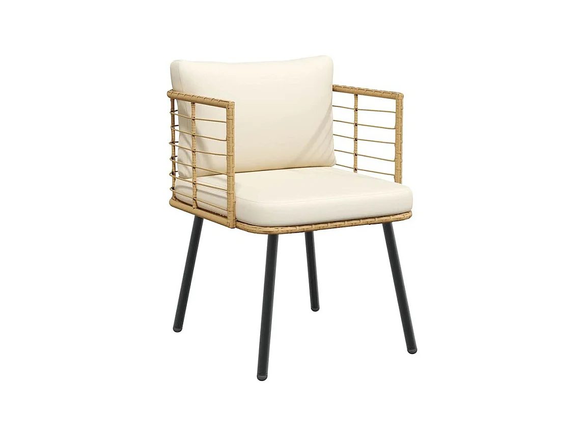 Chaise de jardin avec coussins naturel résine tressée