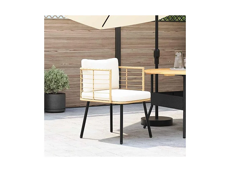 Chaise de jardin avec coussins naturel résine tressée