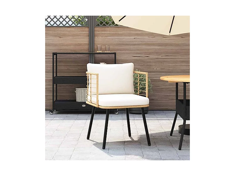 Chaise de jardin avec coussins naturel résine tressée