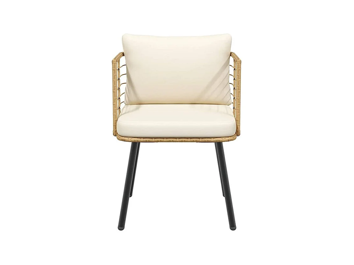 Chaise de jardin avec coussins naturel résine tressée