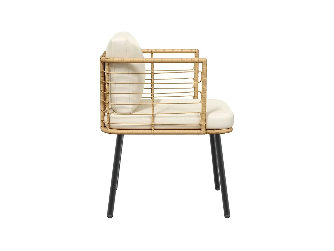 Chaise de jardin avec coussins naturel résine tressée