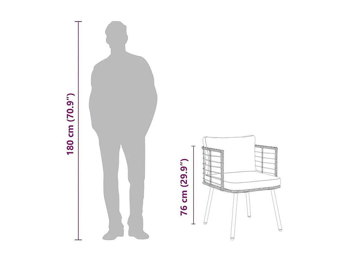 Chaise de jardin avec coussins naturel résine tressée