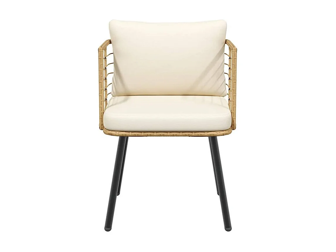 Chaise de jardin avec coussins naturel résine tressée