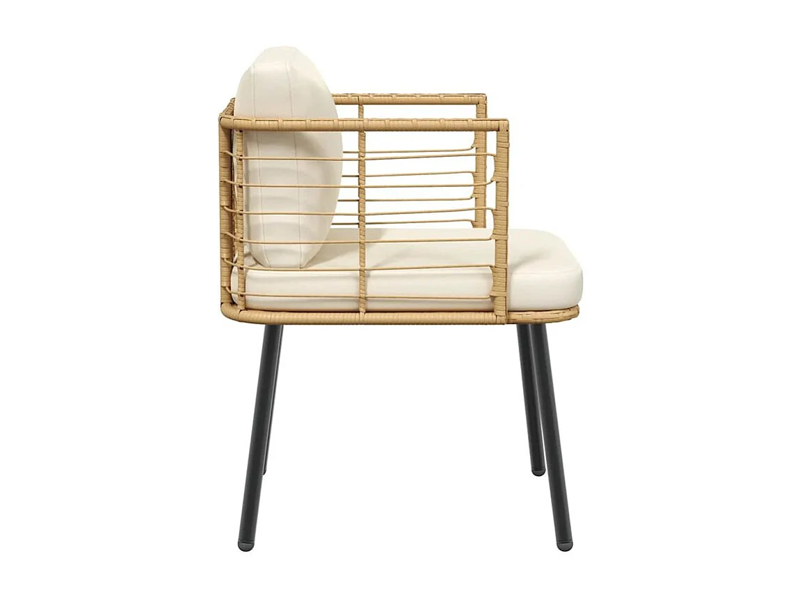 Chaise de jardin avec coussins naturel résine tressée