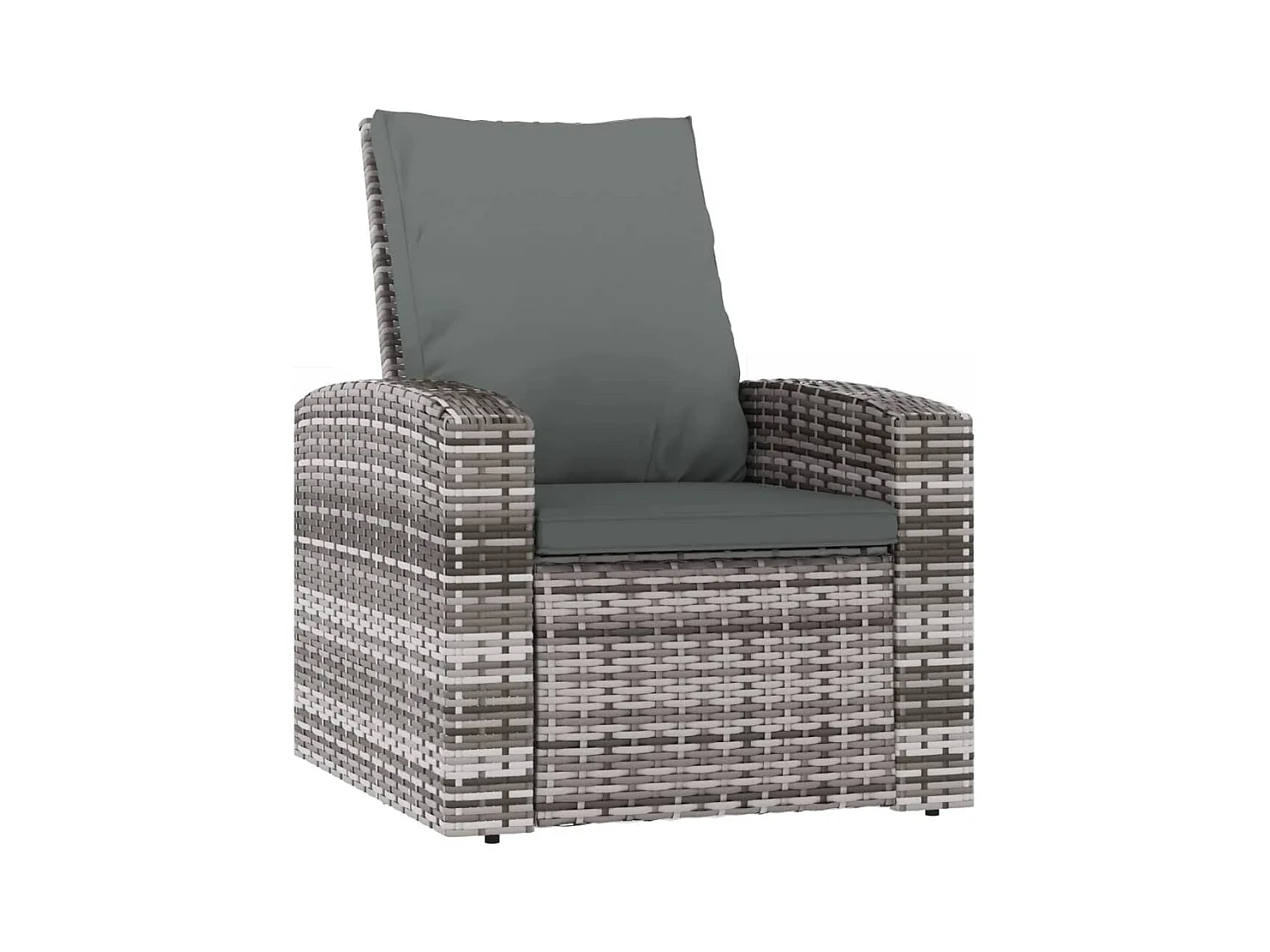 Fauteuil inclinable de jardin avec coussins gris résine tressée
