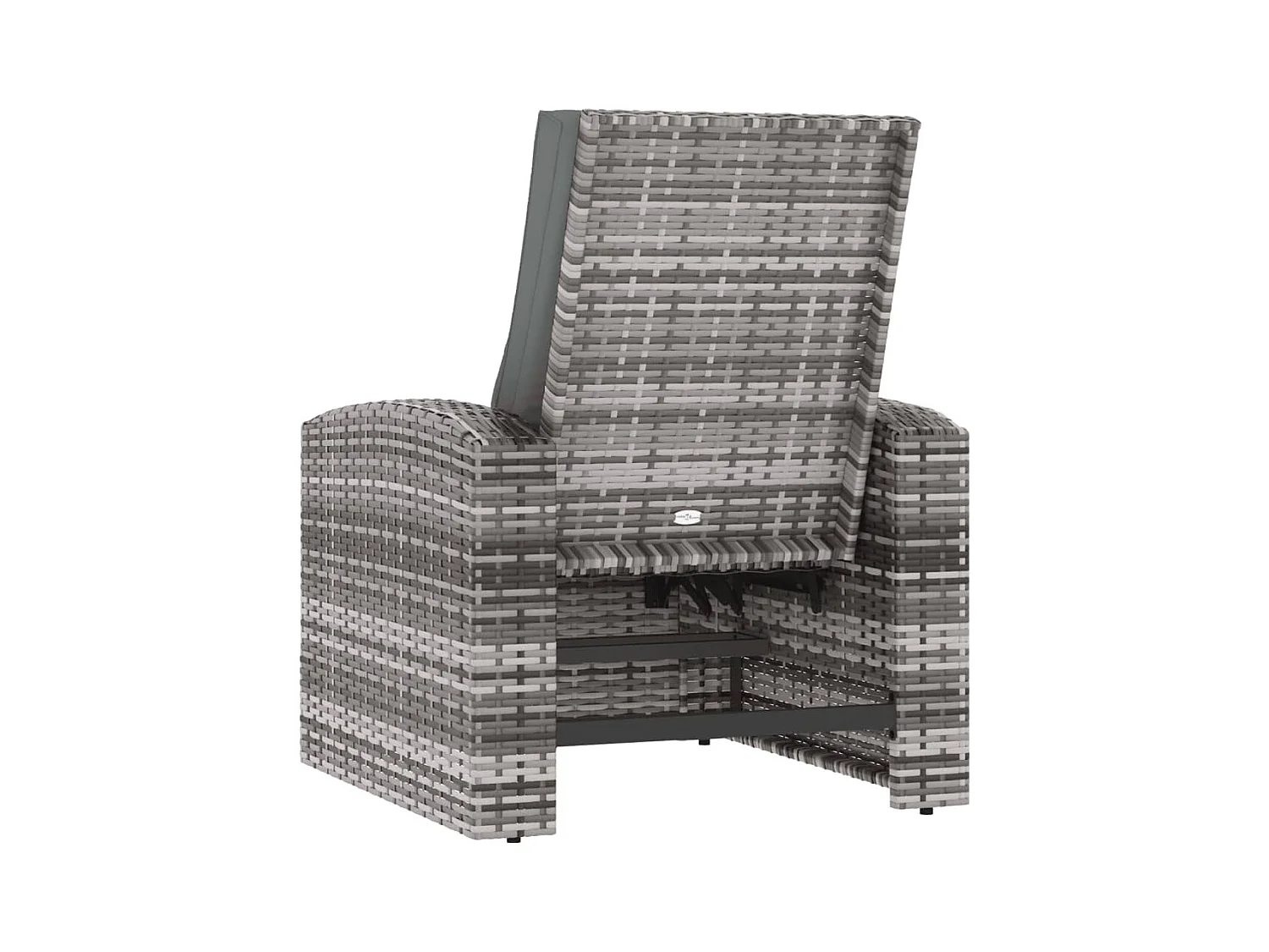 Fauteuil inclinable de jardin avec coussins gris résine tressée