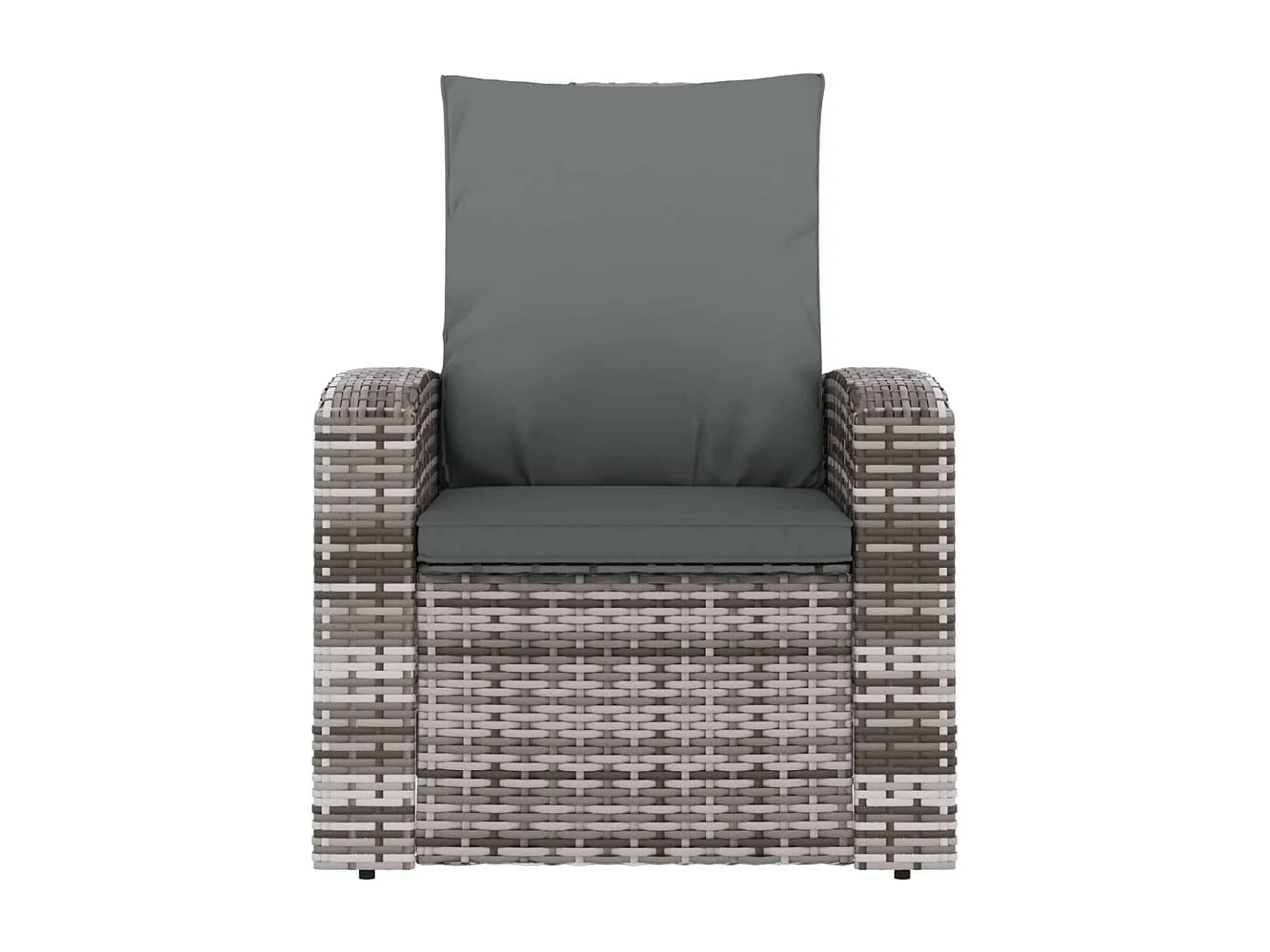 Fauteuil inclinable de jardin avec coussins gris résine tressée