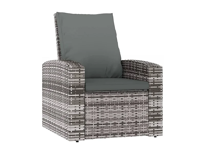 Fauteuil inclinable de jardin avec coussins gris résine tressée