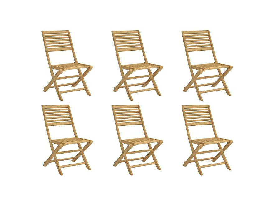 Chaises pliables de jardin lot de 6 bois massif d'acacia