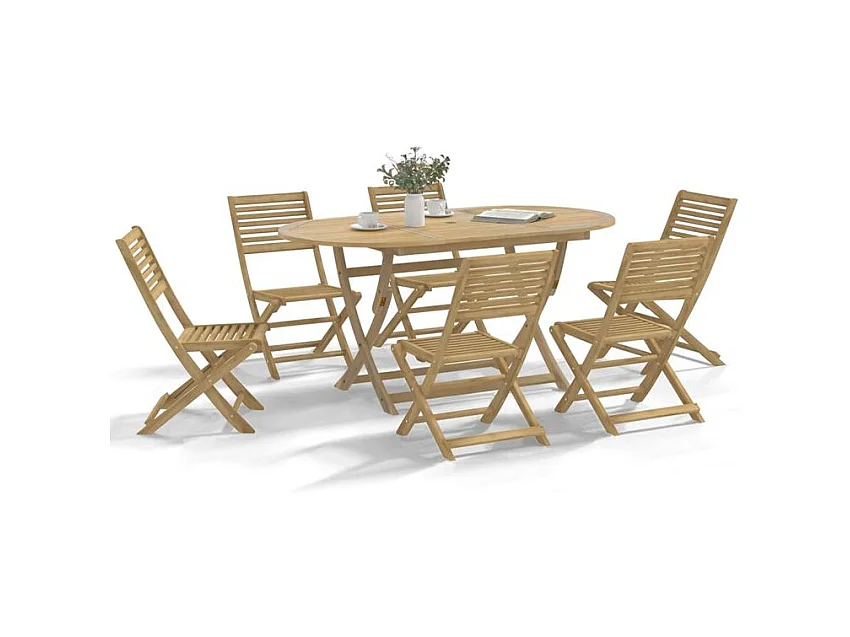 Chaises pliables de jardin lot de 6 bois massif d'acacia