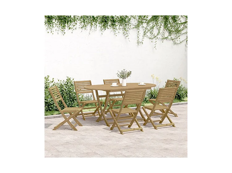 Chaises pliables de jardin lot de 6 bois massif d'acacia