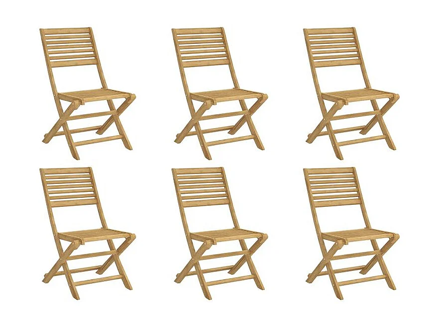 Chaises pliables de jardin lot de 6 bois massif d'acacia