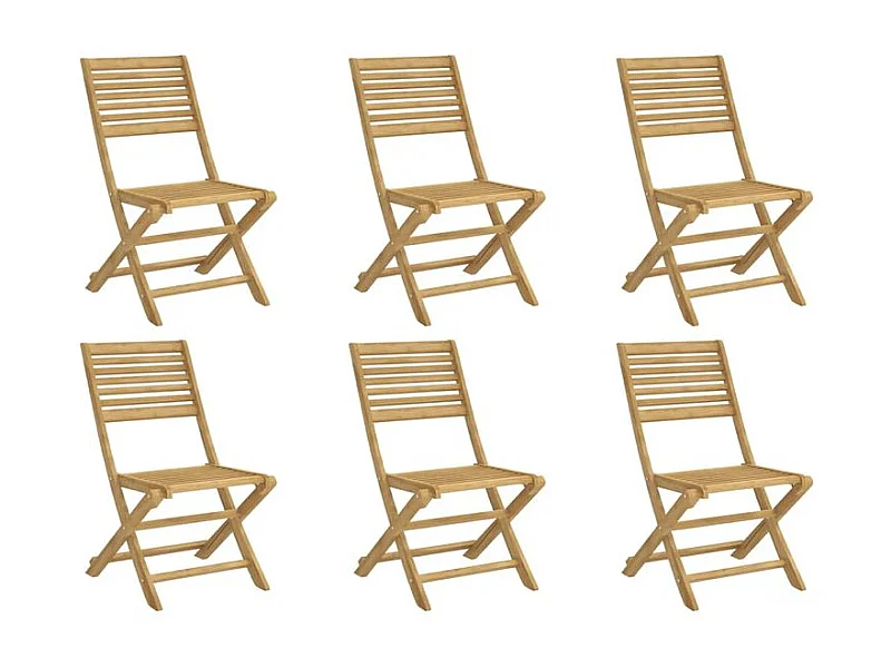 Chaises pliables de jardin lot de 6 bois massif d'acacia