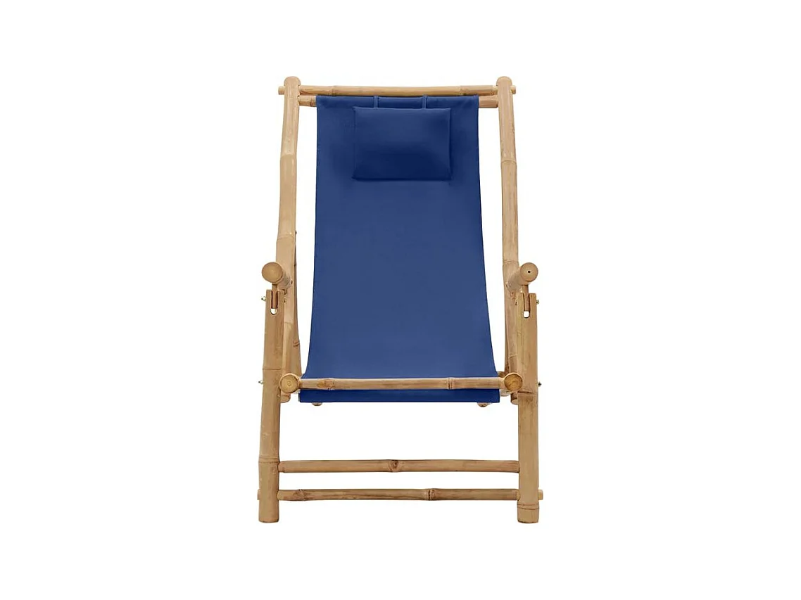 Chaise de terrasse Bambou et toile Bleu marine