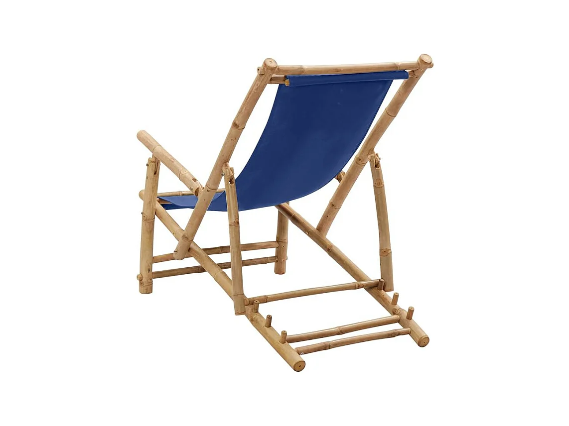 Chaise de terrasse Bambou et toile Bleu marine