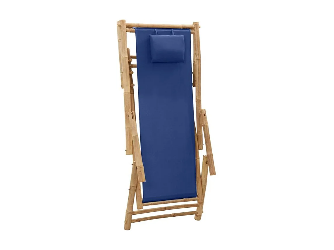 Chaise de terrasse Bambou et toile Bleu marine