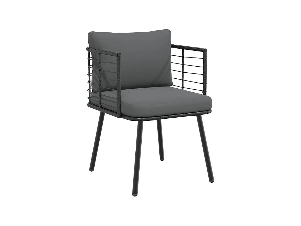 Chaise de jardin avec coussins noir résine tressée