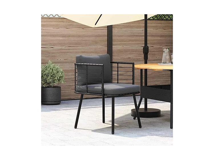 Chaise de jardin avec coussins noir résine tressée