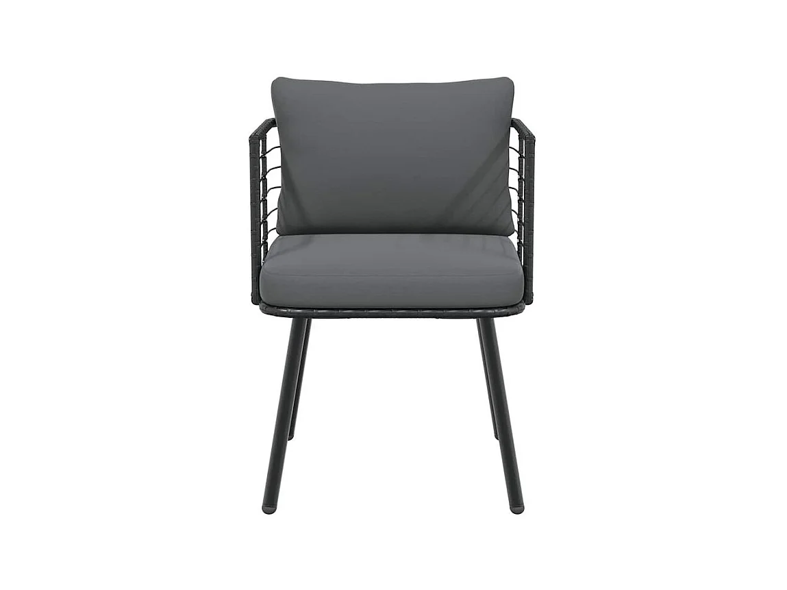 Chaise de jardin avec coussins noir résine tressée