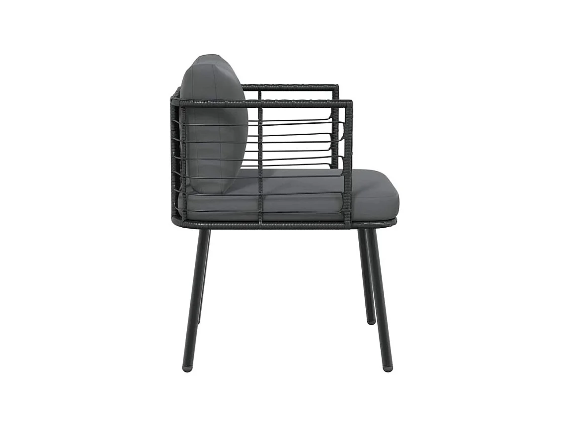 Chaise de jardin avec coussins noir résine tressée