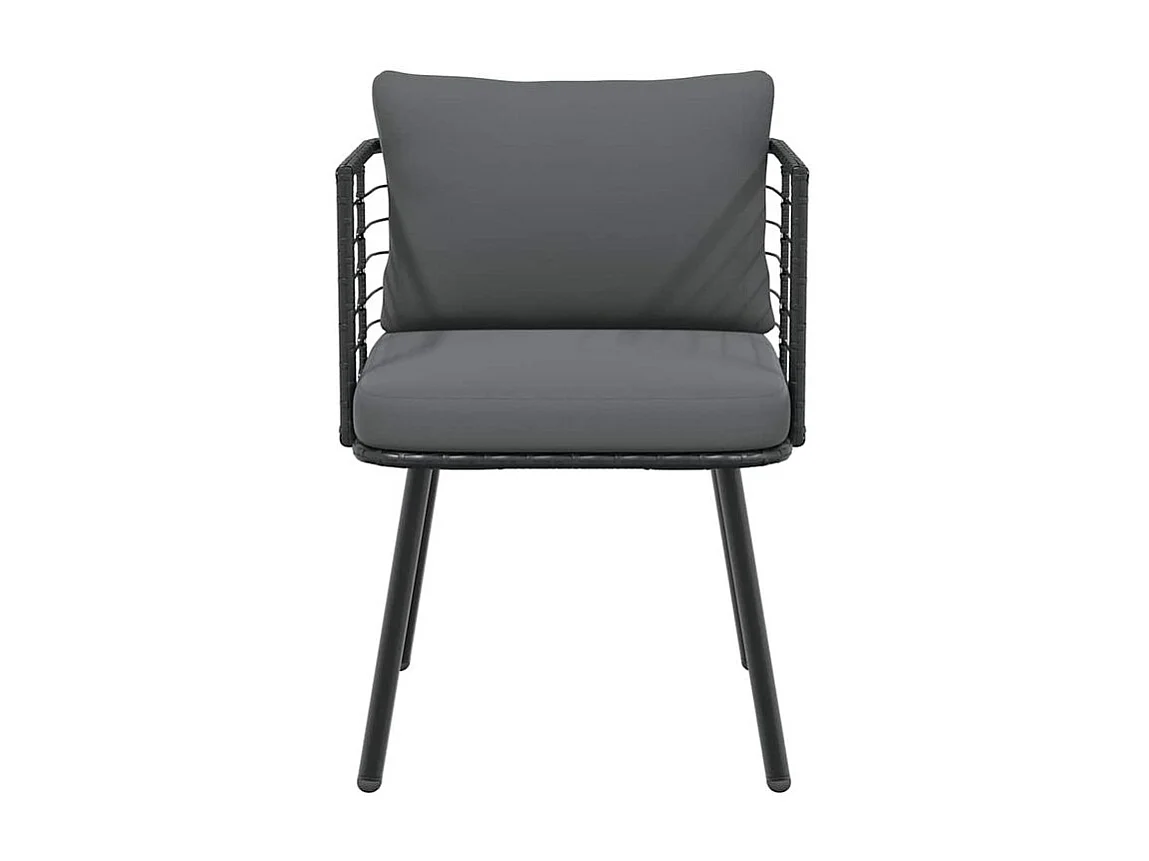 Chaise de jardin avec coussins noir résine tressée