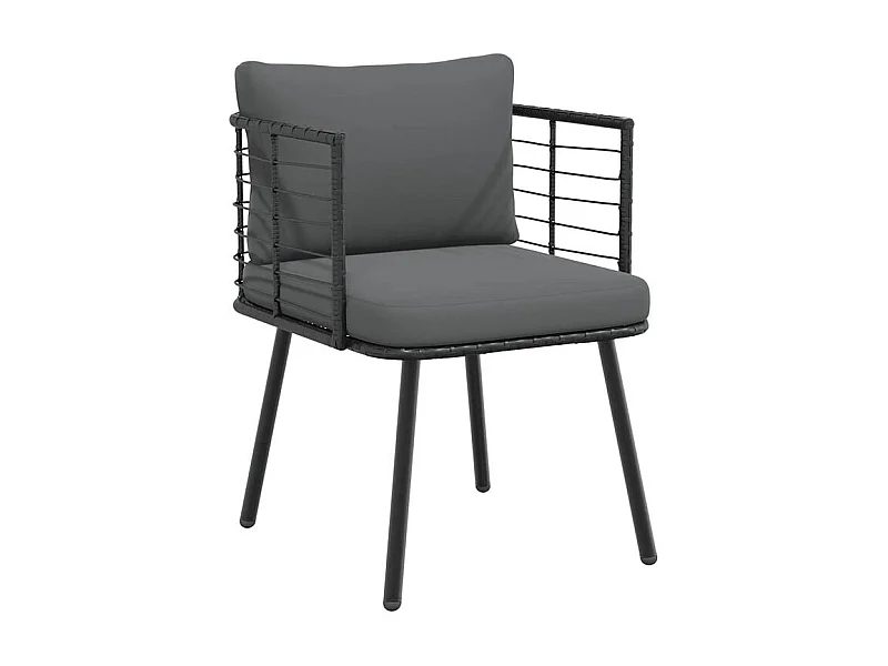 Chaise de jardin avec coussins noir résine tressée