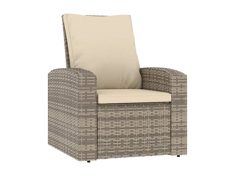 Fauteuil inclinable de jardin avec coussins marron clair rotin