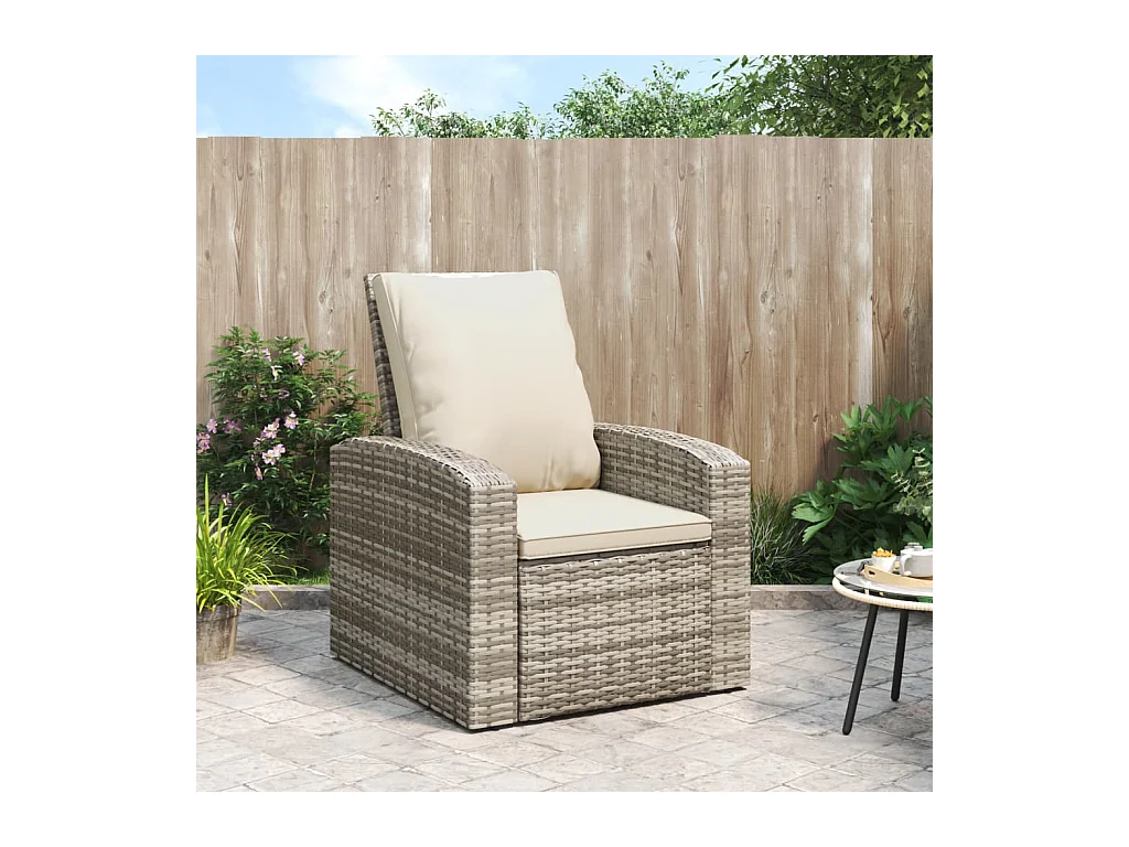 Fauteuil inclinable de jardin avec coussins marron clair rotin
