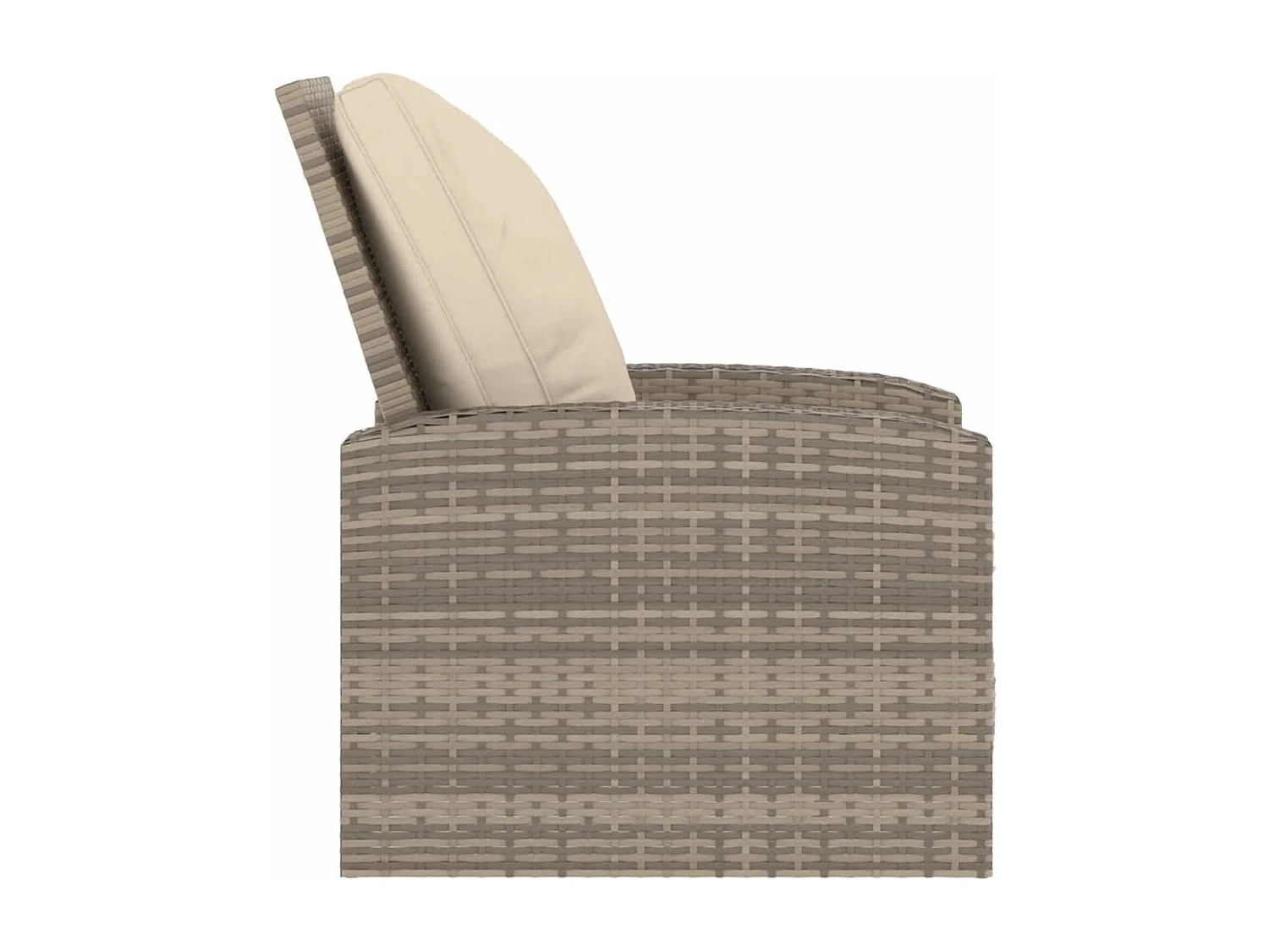 Fauteuil inclinable de jardin avec coussins marron clair rotin