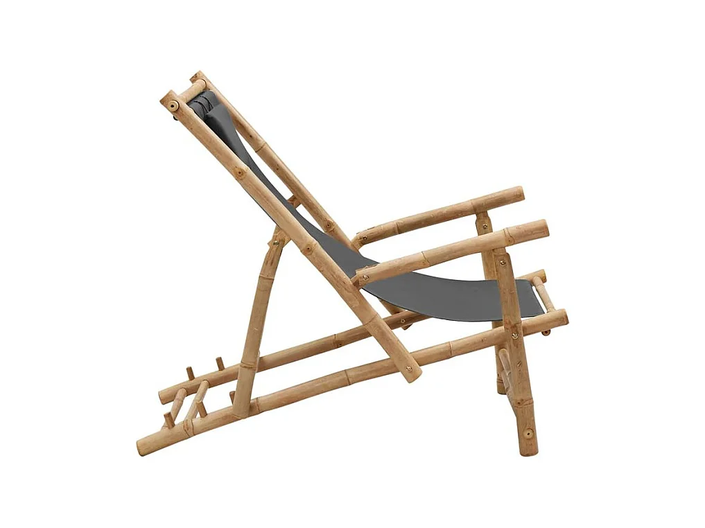 Chaise de terrasse Bambou et toile Gris foncé