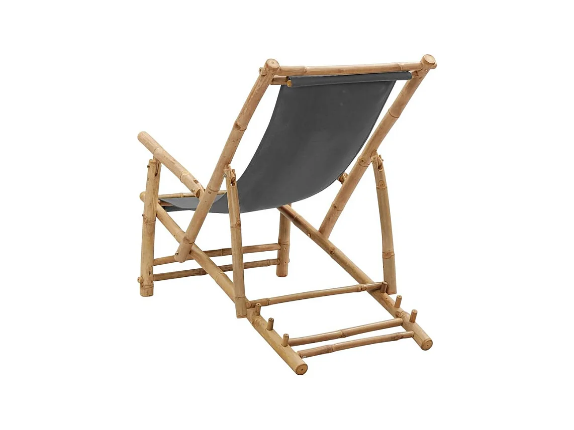 Chaise de terrasse Bambou et toile Gris foncé