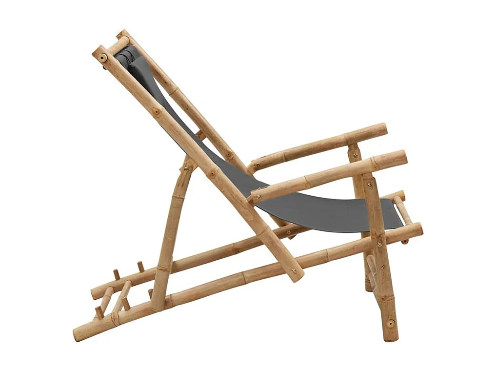 Chaise de terrasse Bambou et toile Gris foncé