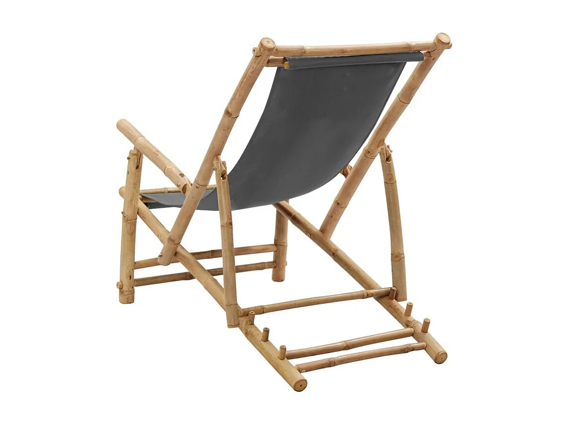 Chaise de terrasse Bambou et toile Gris foncé