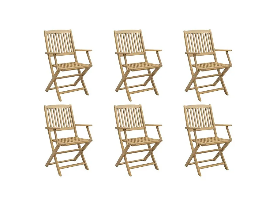 Chaises de jardin pliantes lot de 6 54,5x58x90 bois d'acacia