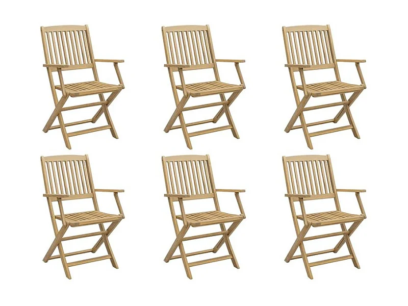 Chaises de jardin pliantes lot de 6 54,5x58x90 bois d'acacia